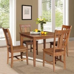 36 in. x 36 in. 5-Pieces Distressed Oak Dining Table with Solid Wood Top and 4 RTA chairs by International Concepts -International Concepts Sales distressed oak international concepts dining room sets k42 3636 c10 4 c3 1000