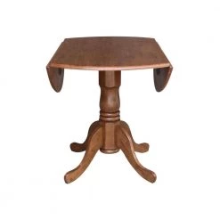 42 in. 3-Piece Set Distressed Oak Solid Wood Round Drop-leaf Table with 2-Side Chairs Set by International Concepts -International Concepts Sales distressed oak international concepts dining room sets k42 42dp c2 2 44 1000