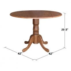 42 in. 3-Piece Distressed Oak Solid Wood Round Drop-leaf Table with 2-Side Chairs Set by International Concepts -International Concepts Sales distressed oak international concepts dining room sets k42 42dp c59 2 1f 1000