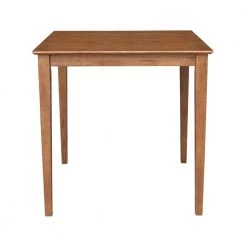Solid Wood Distressed Oak Counter Height Table with Shaker Legs by International Concepts