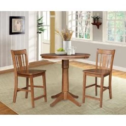 Olivia Distressed Oak 48 in. Oval Solid Wood Gathering Table by International Concepts -International Concepts Sales distressed oak international concepts kitchen dining tables k42 36rxt 27b 6b 44 1000