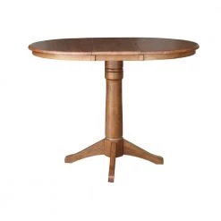Olivia Distressed Oak 48 in. Oval Solid Wood Gathering Table by International Concepts