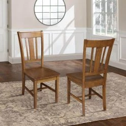 San Remo Distressed Pecan Wood Dining Chair (Set of 2) by International Concepts -International Concepts Sales distressed pecan international concepts dining chairs c59 10p 31 1000