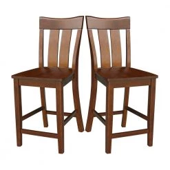 Ava 41.3 in. H Espresso Solid Wood Counter Height Slat Back Stool by International Concepts -International Concepts Sales espresso international concepts bar stools s581 132 1f 1000