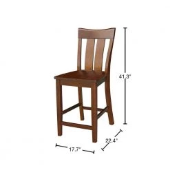 Ava 41.3 in. H Espresso Solid Wood Counter Height Slat Back Stool by International Concepts -International Concepts Sales espresso international concepts bar stools s581 132 40 1000