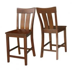 Ava 41.3 in. H Espresso Solid Wood Counter Height Slat Back Stool by International Concepts -International Concepts Sales espresso international concepts bar stools s581 132 4f 1000