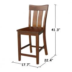 Ava 41.3 in. H Espresso Solid Wood Counter Height Slat Back Stool by International Concepts -International Concepts Sales espresso international concepts bar stools s581 132 c3 1000