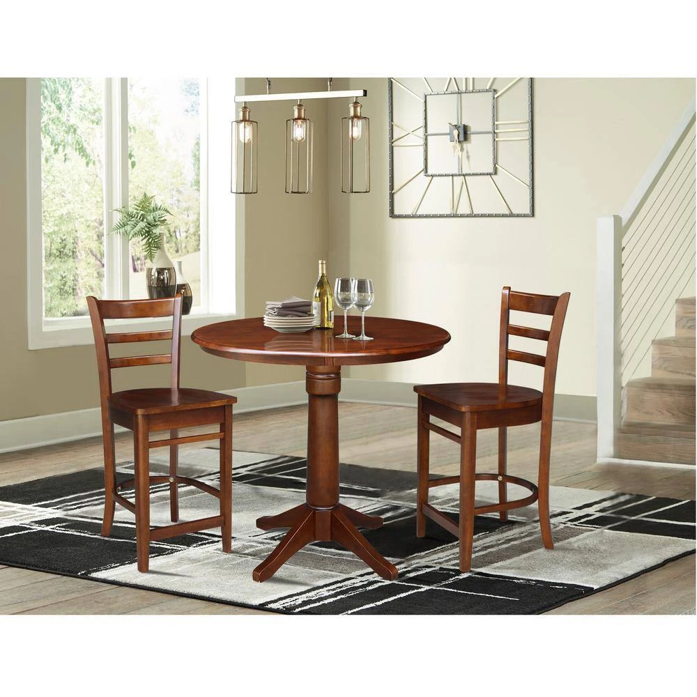 Emily 24 in. Espresso High Back Wood Frame Counter Height Foot Rest Bar Stool by International Concepts 9 Emily 24 in. Espresso High Back Wood Frame Counter Height Foot Rest Bar Stool by International Concepts - Image 9