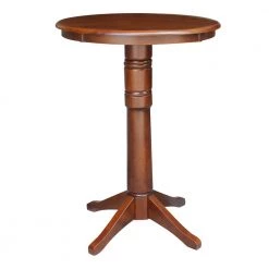 Olivia Espresso 30 in. Round Solid Wood Bar Table by International Concepts
