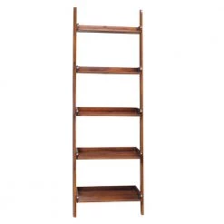 75.5 in. Espresso Wood 5-shelf Ladder Bookcase by International Concepts