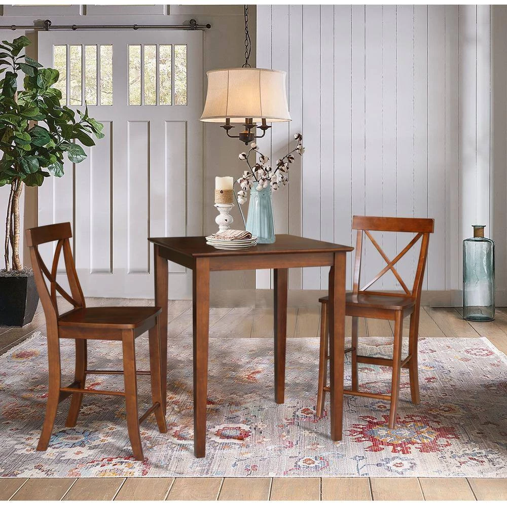 3 PC Set - Espresso Solid Wood 30 in. Square Table with 2 Side Stools by International Concepts 11 3 PC Set - Espresso Solid Wood 30 in. Square Table with 2 Side Stools by International Concepts - Image 11