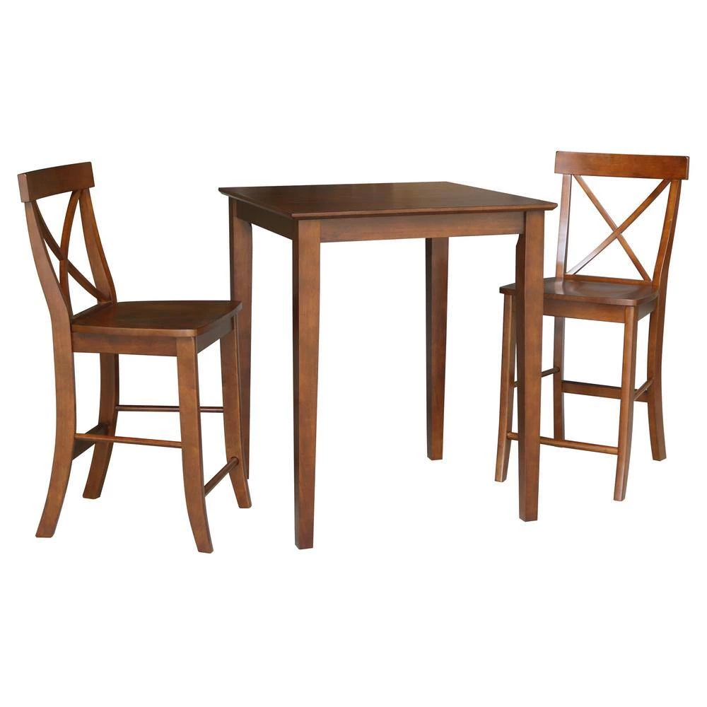 3 PC Set - Espresso Solid Wood 30 in. Square Table with 2 Side Stools by International Concepts 6 3 PC Set - Espresso Solid Wood 30 in. Square Table with 2 Side Stools by International Concepts - Image 6