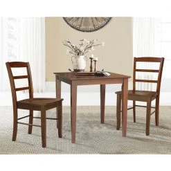 Emma 3-Piece 30 in. Espresso Square Solid Wood Dining Set with Madrid Chairs by International Concepts