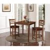 3 PC Set - Espresso Solid Wood 36 in. Square Table with 2 Side Stools by International Concepts