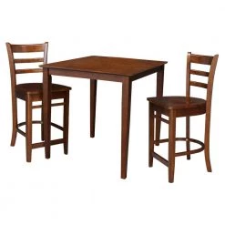 3 PC Set - Espresso Solid Wood 36 in. Square Table with 2 Side Stools by International Concepts -International Concepts Sales espresso international concepts dining room sets k581 3636 s6172 2 c3 1000