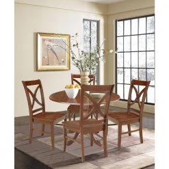 5-Piece 42 in. Espresso Dual Drop Leaf Table Set with 4-Side chairs by International Concepts -International Concepts Sales espresso international concepts dining room sets k581 42dp c 14 4 c3 1000