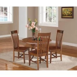 5-Piece 42 in. Espresso Dual Drop Leaf Table Set with 4-Side chairs by International Concepts -International Concepts Sales espresso international concepts dining room sets k581 42dp c 465 4 31 1000