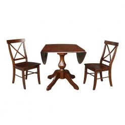 Sophia 3-Piece Espresso 42 in. Dropleaf Table and Alexa Side Chair Dining Set by International Concepts -International Concepts Sales espresso international concepts dining room sets k581 42dpt 11 c613 2 c3 1000
