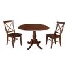 Laurel 3-Piece Espresso 42 in. Dropleaf Table and Alexa Side Chair Dining Set by International Concepts