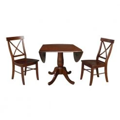 Laurel 3-Piece Espresso 42 in. Dropleaf Table and Alexa Side Chair Dining Set by International Concepts -International Concepts Sales espresso international concepts dining room sets k581 42dpt c613 2 c3 1000