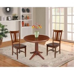 36 in. Espresso Solid Wood Round Pedestal Dining Table by International Concepts -International Concepts Sales espresso international concepts kitchen dining tables k581 36rt 27b 4f 1000