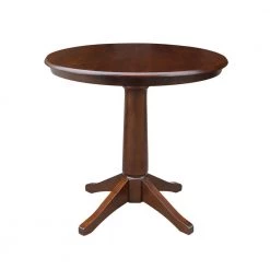 36 in. Espresso Solid Wood Round Pedestal Dining Table by International Concepts