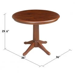 36 in. Espresso Solid Wood Round Pedestal Dining Table by International Concepts -International Concepts Sales espresso international concepts kitchen dining tables k581 36rt 27b c3 1000