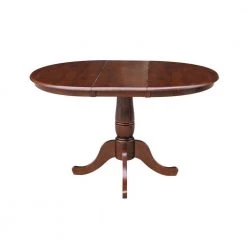 Espresso 36 in. x 36 in. x 48 in. Extension Laurel Pedestal Table by International Concepts