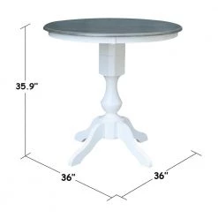 3-Piece Set Heather Gray and White 36 in. Round Gathering Height Table with 2-Counter Height Stools by International Concepts -International Concepts Sales heather gray white international concepts dining room sets k05 36rt 11p s6172 2 1f 1000
