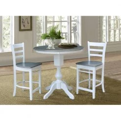 3-Piece Set Heather Gray and White 36 in. Round Gathering Height Table with 2-Counter Height Stools by International Concepts -International Concepts Sales heather gray white international concepts dining room sets k05 36rt 11p s6172 2 31 1000