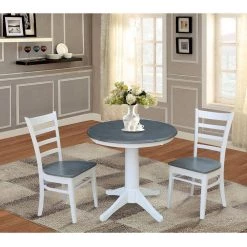 30 in. Round Top Heather Gray/White Solid Wood Dining Table by International Concepts -International Concepts Sales heather gray white international concepts kitchen dining tables k05 30rt 27b 31 1000
