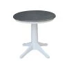 30 in. Round Top Heather Gray/White Solid Wood Dining Table by International Concepts