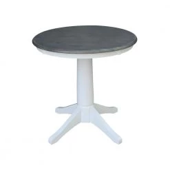 30 in. Round Top Heather Gray/White Solid Wood Dining Table by International Concepts