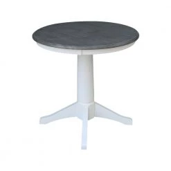 30 in. Round Top Heather Gray/White Solid Wood Dining Table by International Concepts -International Concepts Sales heather gray white international concepts kitchen dining tables k05 30rt 27b a0 1000