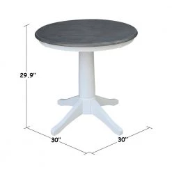30 in. Round Top Heather Gray/White Solid Wood Dining Table by International Concepts -International Concepts Sales heather gray white international concepts kitchen dining tables k05 30rt 27b c3 1000