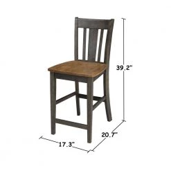 Hampton 3-Piece 30 in. Hickory/Coal Round Solid Wood Counter Height Dining Set with San Remo Stools by International Concepts -International Concepts Sales hickory coal international concepts dining room sets k45 30rt 6b s102 2 1f 1000