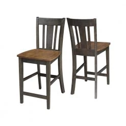 Hampton 3-Piece 30 in. Hickory/Coal Round Solid Wood Counter Height Dining Set with San Remo Stools by International Concepts -International Concepts Sales hickory coal international concepts dining room sets k45 30rt 6b s102 2 44 1000