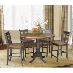 36 in. x 48 in. Hickory/Coal Solid Wood Dining Counter-height Pedestal Table by International Concepts -International Concepts Sales hickory coal international concepts kitchen dining tables k45 36rxt 6b 1f 1000