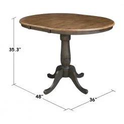 36 in. x 48 in. Hickory/Coal Solid Wood Dining Counter-height Pedestal Table by International Concepts -International Concepts Sales hickory coal international concepts kitchen dining tables k45 36rxt 6b fa 1000