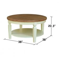 Vista Hickory/Shell Round Top 20.3 in. H Solid Wood Coffee Table by International Concepts -International Concepts Sales hickory shell international concepts coffee tables ot79 15cr 4f 1000