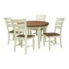 Set of 5-Pieces - 44 in. Round Hickory/Shell Top Solid Wood Table with 4 Vista Ladderback Chairs by International Concepts