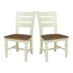 Set of 5-Pieces - 44 in. Round Hickory/Shell Top Solid Wood Table with 4 Vista Ladderback Chairs by International Concepts -International Concepts Sales hickory shell international concepts dining room sets k79 144r c57 4 fa 1000