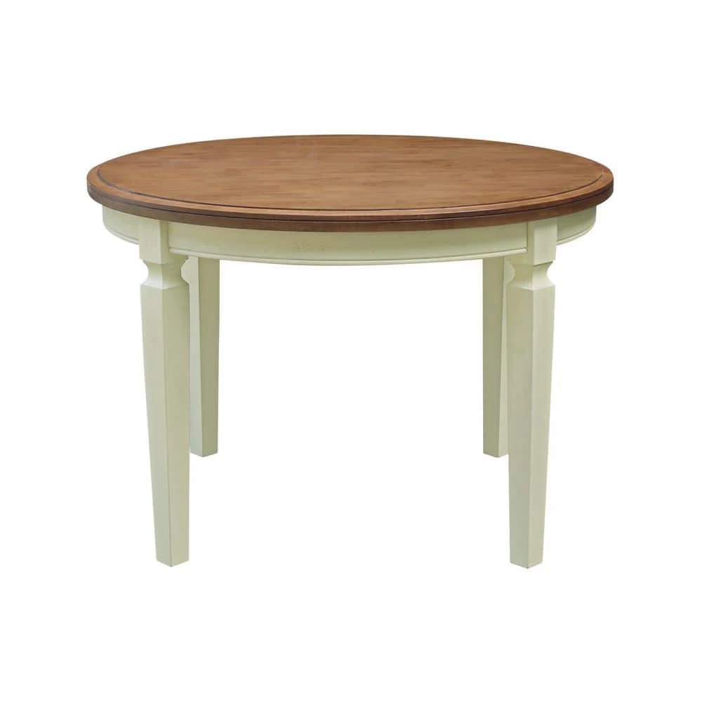 44 in. Hickory/Shell Round Top Solid Wood Table by International Concepts 1 44 in. Hickory/Shell Round Top Solid Wood Table by International Concepts