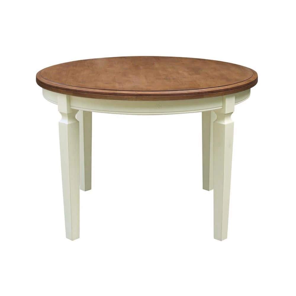 44 in. Hickory/Shell Round Top Solid Wood Table by International Concepts 2 44 in. Hickory/Shell Round Top Solid Wood Table by International Concepts - Image 2