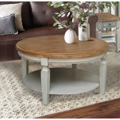 Vista 38 in. Brown/Gray Medium Round Wood Coffee Table with Shelf by International Concepts 15 Vista 38 in. Brown/Gray Medium Round Wood Coffee Table with Shelf by International Concepts -International Concepts Sales hickory stone international concepts coffee tables ot41 15cr 31 1000