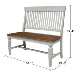 18 in. H x 42 in. D Hickory/Stone Vista Slat Back bench by International Concepts -International Concepts Sales hickory stone international concepts dining benches be41 65 4f 1000