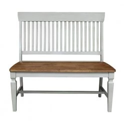 18 in. H x 42 in. D Hickory/Stone Vista Slat Back bench by International Concepts