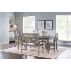 Hickory/Stone Vista Slat Back Dining Chair (Set of 2) by International Concepts -International Concepts Sales hickory stone international concepts dining chairs c41 65p 31 1000