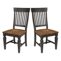 Vista Hickory/Coal Slat Back Dining Chair (Set of 2) by International Concepts