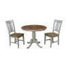 Laurel 3-Piece 36 in. Hickory/Stone Extendable Solid Wood Dining Set with San Remo Chairs by International Concepts